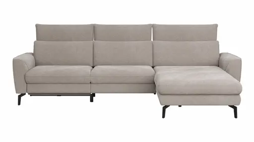 Ecksofa Avela - 2,5-Sitzer mit Longchair rechts inkl. Kopfteile verstellbar, Relaxfunktion und Longchair verstellbar (motorisch), Stoff, Bisquit