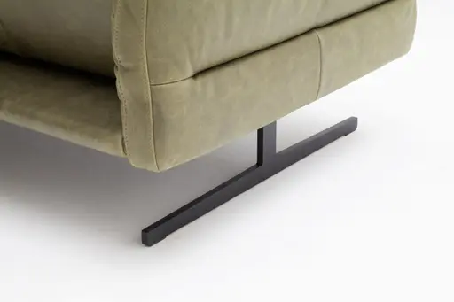 Sofa Alexander - 3-Sitzer inkl. Kopfstütze/Armlehne verstellbar, Leder, Olive