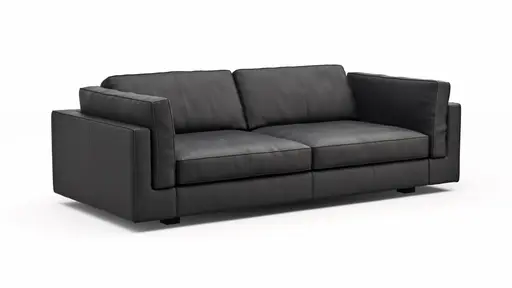 Sofa Aprino 3 - 3,5-Sitzer L, Dickleder, schwarz, Armlehne Kissen