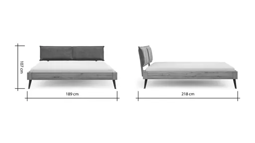 Bettgestell 1660 - Liegefläche ca. 180x200 cm, Wildeiche massiv, geölt