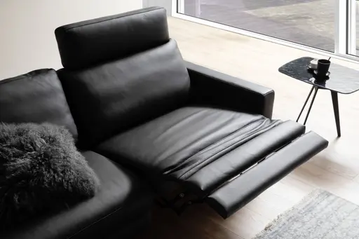 Sofa Enna - 3,5-Sitzer inklusive Relaxfunktion (motorisch), links und rechts, Leder, Anthrazit