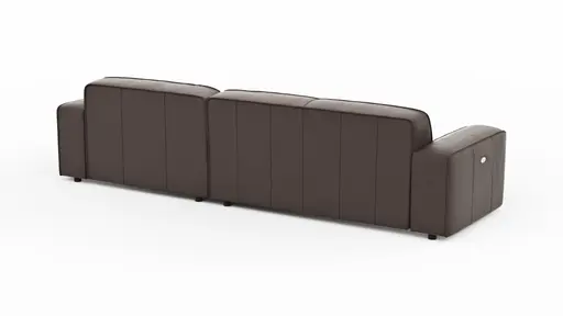 Ecksofa Denver - 2,5-Sitzer mit Longchair rechts, groß, inkl. Sitzvorzug (motorisch), Leder, Mocca