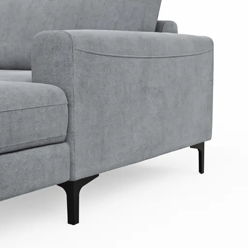 Wohnlandschaft Oviedo - Ecke links mit 2-Sitzer und Longchair rechts, Stoff, Grau