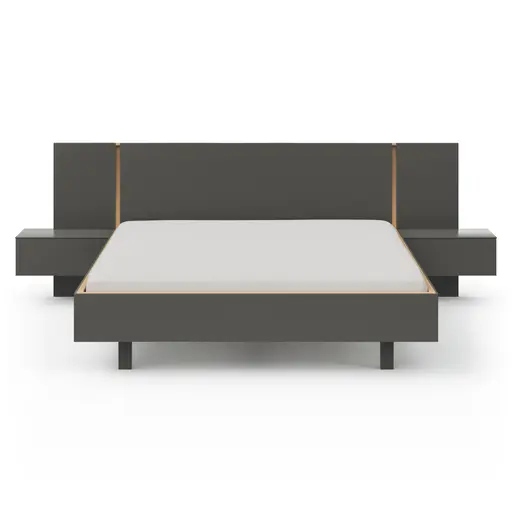 Bettanlage Matera - Lack, Grau, Absetzung Gelb