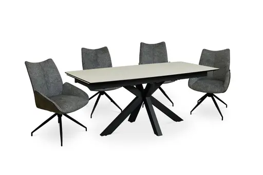 Esstisch MELANIA - ausziehbar, LB ca. 180x95 cm, Glaskeramik, Travertin farbig