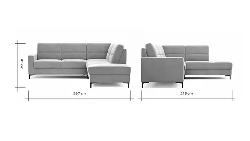 Ecksofa Merlos H. - 2,5-Sitzer mit Ecke rechts, Stoff, Grau