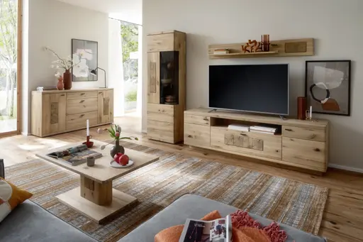 Sideboard - mit Hirnholz Applikation, Balkeneiche, massiv