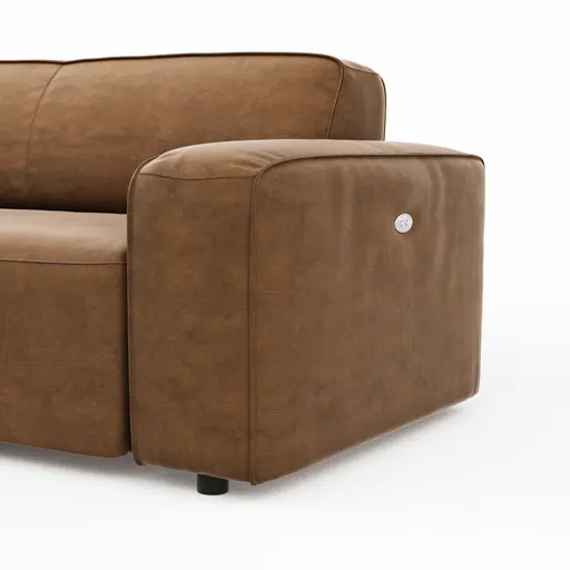 Ecksofa Denver - Longchair links mit 2,5-Sitzer inkl. Sitzvorzug (motorisch), Stoff, Braun