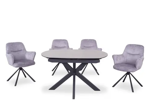 Esstisch MEGGIE - ausziehbar, LB ca. 130x100 cm, Glaskeramik, Grau