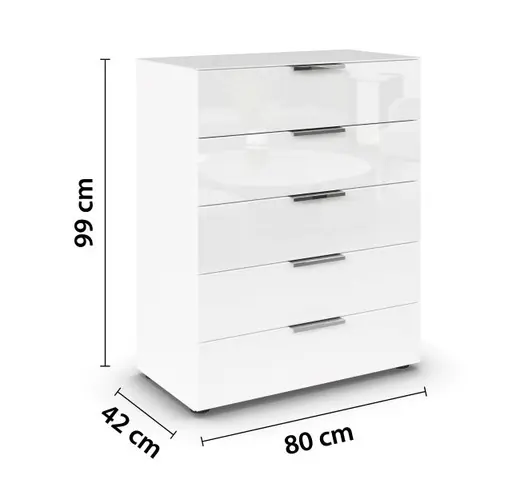 Kommode RIPP- Weiß, Glas, Weiß