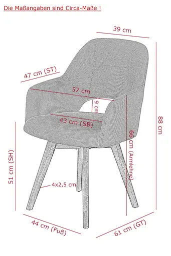Armlehnstuhl - drehbar, Stoff, Anthrazit