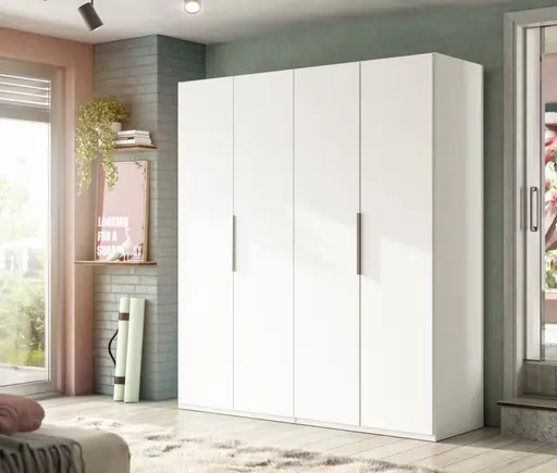 Drehtürenschrank- B ca. 200 cm, Weiß