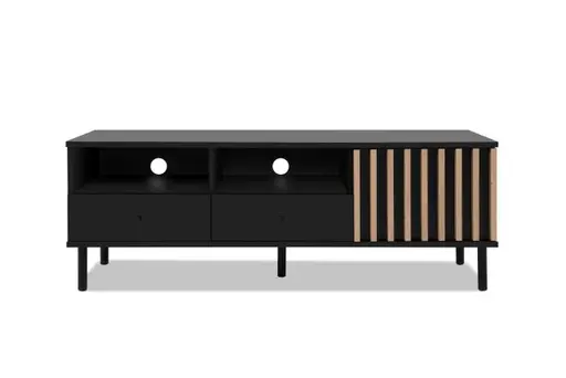 TV-Lowboard - B ca. 138 cm, Schwarz, Artisan Eiche Nachbildung