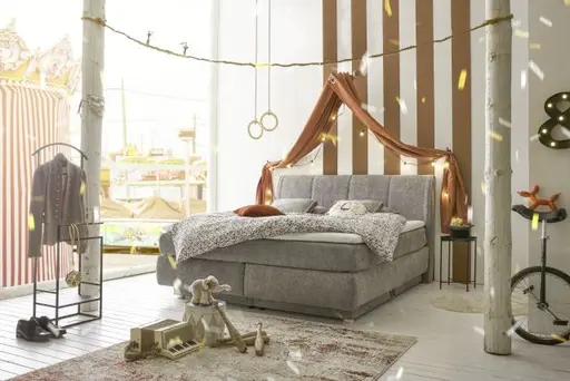 Boxspringbett JILLIAN MIX- Liegefläche ca. 180x200 cm, Stoff Mittelgrau