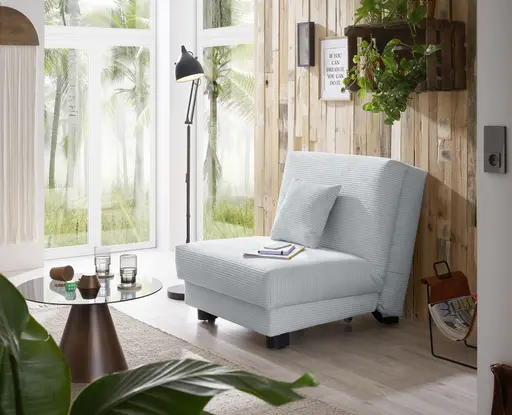 Faltsessel Easy Optik A - ohne Armlehnen inkl. Schlaffunktion, Cord, Hellblau