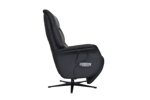 TV-Sessel MAREK - drehbar, Relaxfunktion, Kopfteilverstellung, Leder, Schwarz