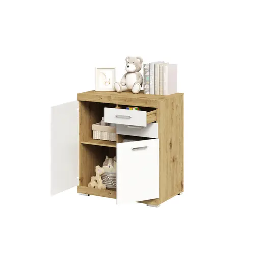 Kommode - Eiche Dekor, Weiß 