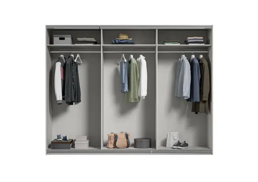 Schwebetürenschrank RIVASA- B ca. 271 cm, Champagner, Spiegel