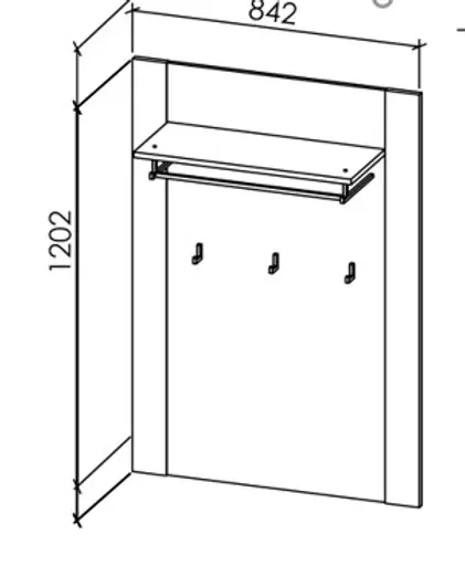 Garderobenpaneel - B ca. 82 cm, Kreidefarben, Eiche bianco massiv geölt
