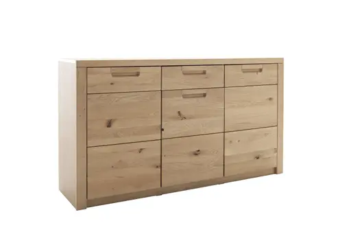 Sideboard - B ca. 162 cm, Eiche Nachbildung, Eiche massiv geölt