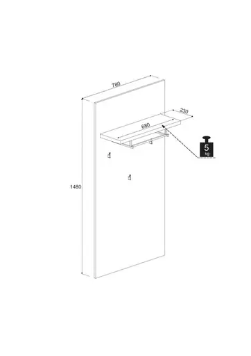 Garderoben-Set - 5 teilig, Weiß, Artisan Eiche Nachbildung