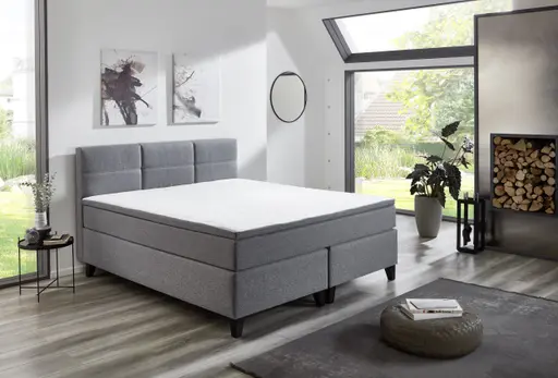 Boxspringbett SAMIRO- Liegefläche ca. 180x200 cm, Stoff, Grau