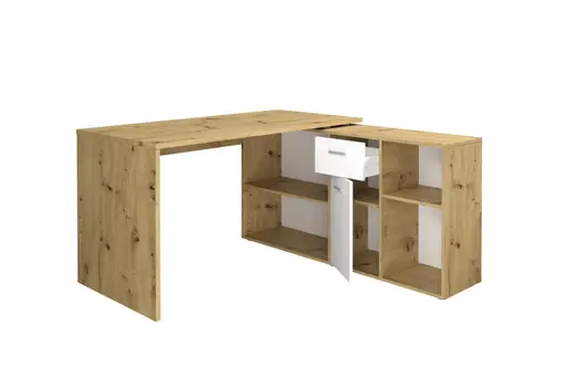 Schreibtisch- LB ca. 136x67 cm, Eiche Dekor, Weiß