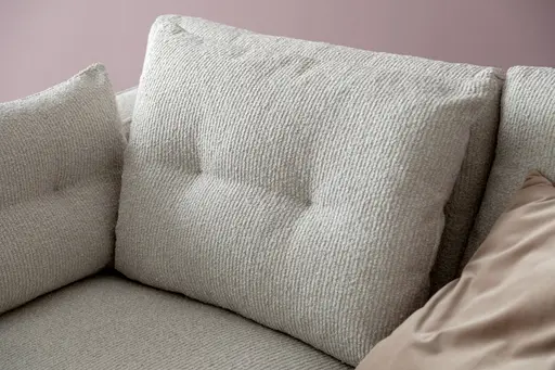 Trapezsofa Anesa - 2-Sitzer, Ecke rechts, Cord-Boucle, Creme