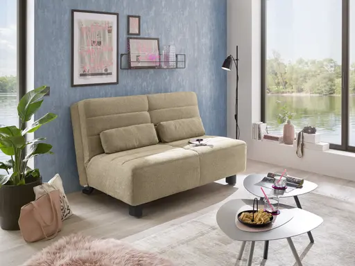  Faltsofa Easy - 2-Sitzer ohne Armlehne, ca. 140 cm inkl. Schlaffunktion, Stoff, Braun