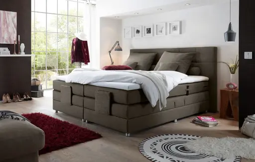 Boxspringbett- Liegefläche ca. 180x200 cm, Stoff Grau