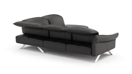 Ecksofa Bormio - 2,5-Sitzer mit Ecke rechts inklusive Relaxfunktion (motorisch), Leder, Schwarz