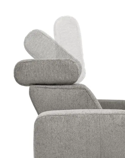 Ecksofa JANKO - 1-Sitzer mit Longchair rechts, Relaxfunktion motorisch, Stoff, Grau