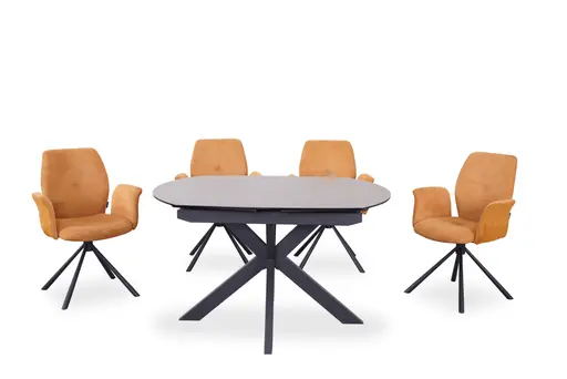 Armlehnstuhl MANOA - drehbar, Stoff, Senfgelb