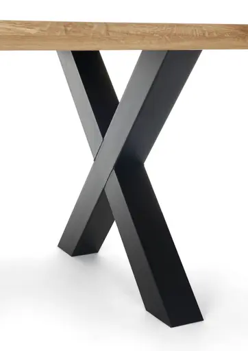 Esstisch - LB ca. 180x100 cm, Wildeiche massiv geölt, Schweizer Kante, Schwarz