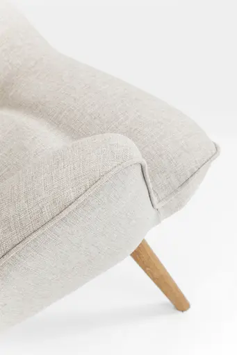 Sessel- Stoff, Beige, Eiche, Massiv