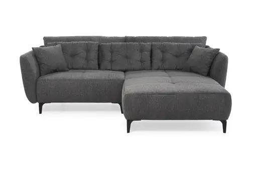 Ecksofa JANEK - 2,5-Sitzer, Ecke rechts, Stoff, Dunkelgrau