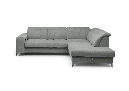 Ecksofa -2-Sitzer mit Ecke rechts, Kopfteil verstellbar, Sitztiefe verstellbar motorisch, Stoff, Anthrazit