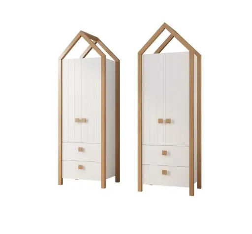 Kleiderschrank - B ca. 76 cm, Kiefer Weiß, Birke