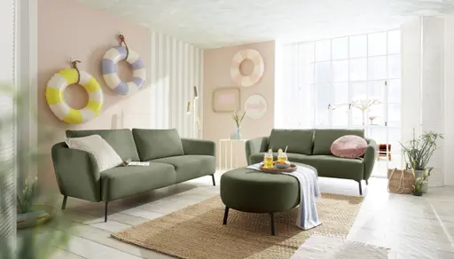 Sofa CARLLOTA - 3-Sitzer, Stoff, Dunkelgrün