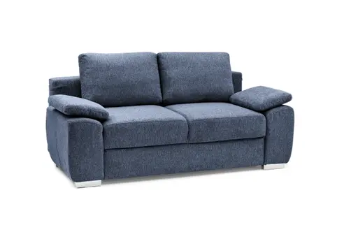 Schlafsofa EMIEL - 2-Sitzer inkl. Schlaffunktion und Bettkasten, Stoff, Blau