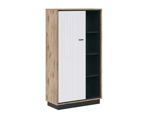 Regal- Eiche Dekor, Weiß Hochglanz