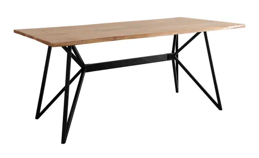 Esstisch - LB ca. 175x90 cm, Akazie massiv, Baumkante, Schwarz