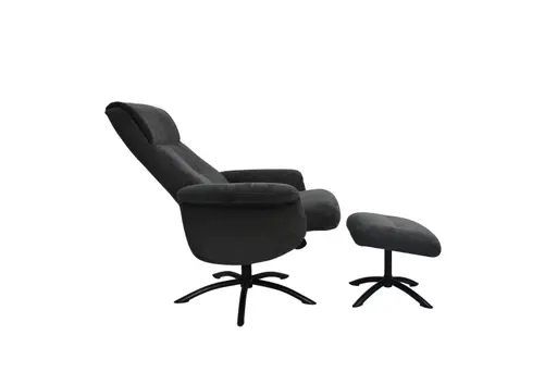 TV-Sessel MORTON mit Hocker - drehbar, Relaxfunktion, Stoff, Grau