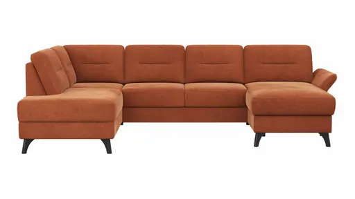 Wohnlandschaft Almyra - Ottomane links, 2,5-Sitzer, Longchair rechts, Stoff, Kupfer