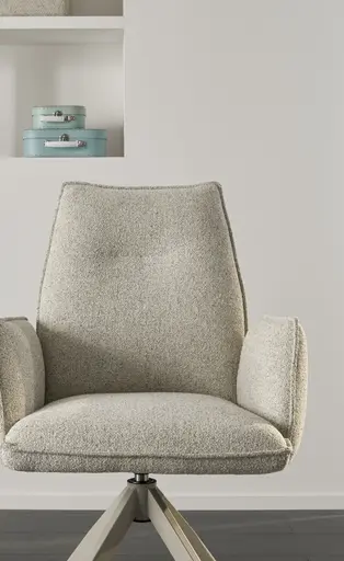 Armlehnstuhl Dinner - drehbar, Stoff, Champagner