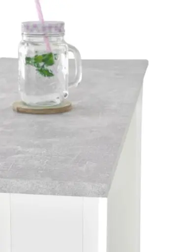 Bartisch - LB ca. 115x50 cm, Betonoptik, Weiß
