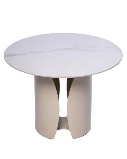 Couchtisch - Ø/H ca. 60x42 cm, Marmoroptik hell, Cremeweiß