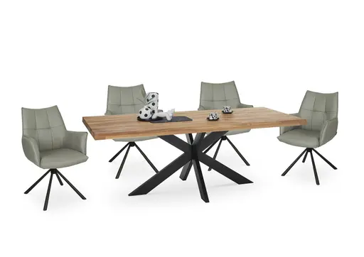 Armlehnstuhl MAKANA - drehbar, Stoff, Hellgrau