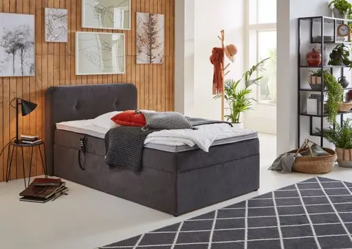 Boxbett - Liegefläche ca. 120x200 cm, Stoff, Grau