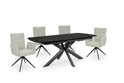 Stuhl MYLENE - drehbar, Stoff, Schwarz-Weiß